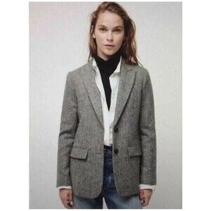 J. Crew Sommerset Blazer Graphite English Wool Herringbone 00 Academia Luxury